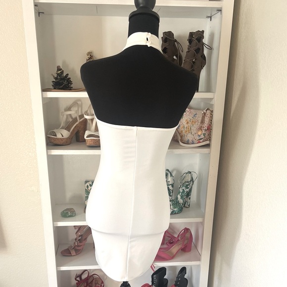 White Cross Neck Mini Dress - Picture 6 of 7